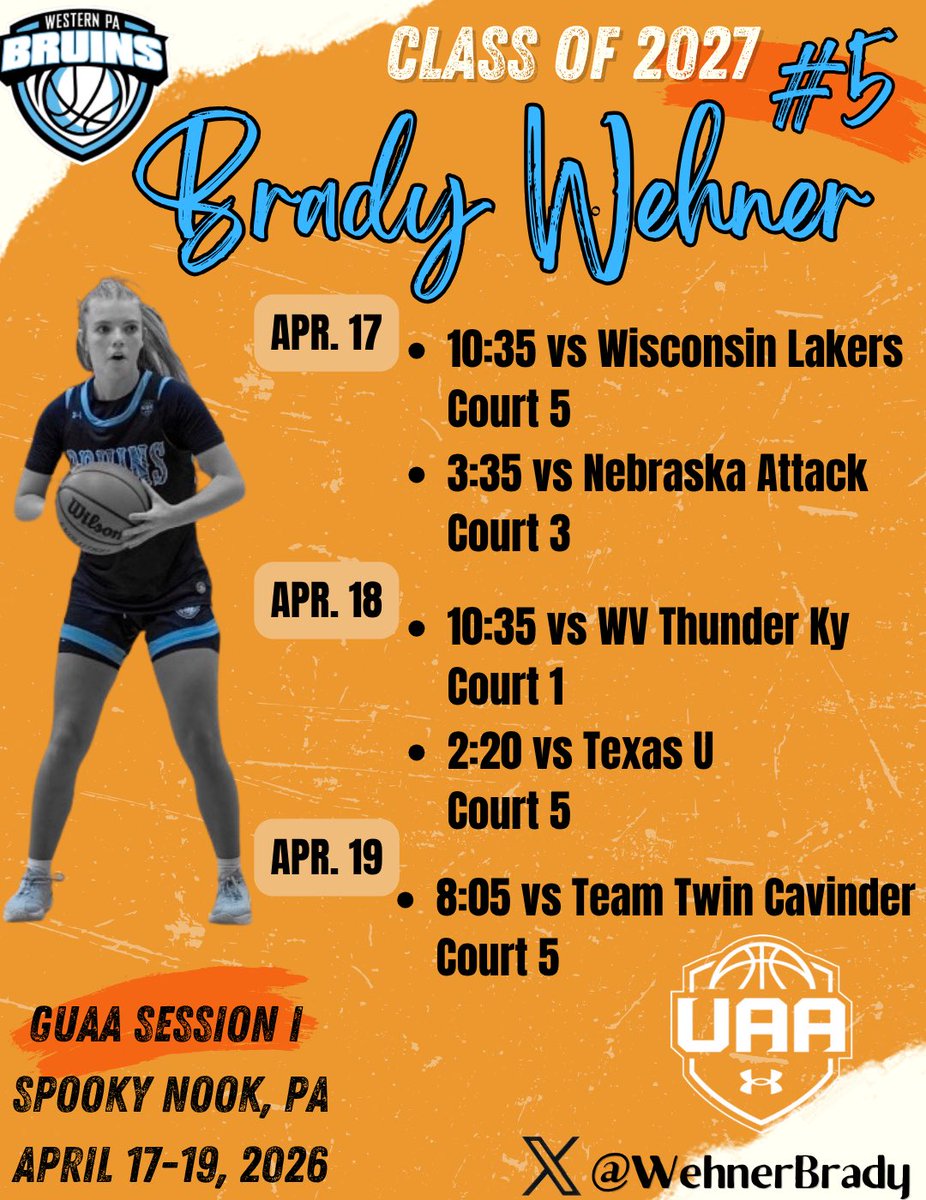 WehnerBrady's tweet photo. Come check my team and I out this weekend @UANextGHoops Session I at spooky nook!!
@WPABruinsCash 
@WPABruinsAAU https://t.co/yOESzedoXu