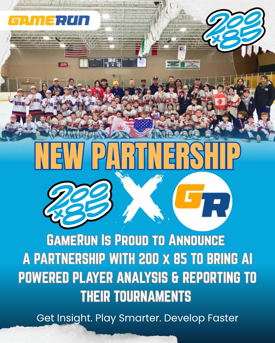 200x85 is a driving force in youth hockey, reaching over 105,000 athletes and 5,100 teams worldwide.  

Through our partnership, GameRun.ai will deliver AI-powered insights to elevate player development - excited for the journey ahead. Go athletes, reach your peak!