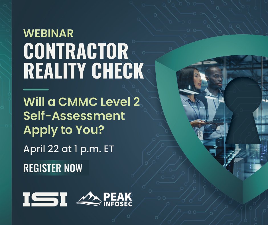 ISIdefense's tweet image. Self-certifying for #CMMCLevel2 without qualifying? It can mean:

❌ Lost contracts
❌ Supply chain removal
❌ #FalseClaimsAct exposure

🎙️ Join ISI + @PeakInfoSec on April 22 to understand your real assessment path.

Register: hubs.ly/Q04bZcx30

#CMMC #DefenseContractors