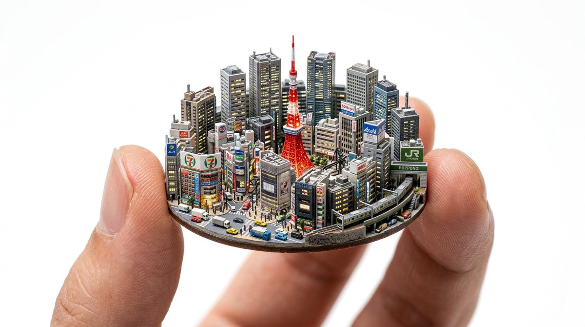 CharaspowerAI's tweet photo. 🚨PromptShare🚨
Miniature diorama prompt with Banana

PROMPT
A hyper-realistic miniature diorama of [Your city], held between two fingers, isolated on a pure white background.
Ultra detailed miniature, ultra realistic handcrafted diorama, macro photography, shallow depth of field, clean studio lighting, soft shadows, high-end product photography style.
 Centered, minimal, strong focus on the miniature scale held between two fingers.
Pure white background (no environment)