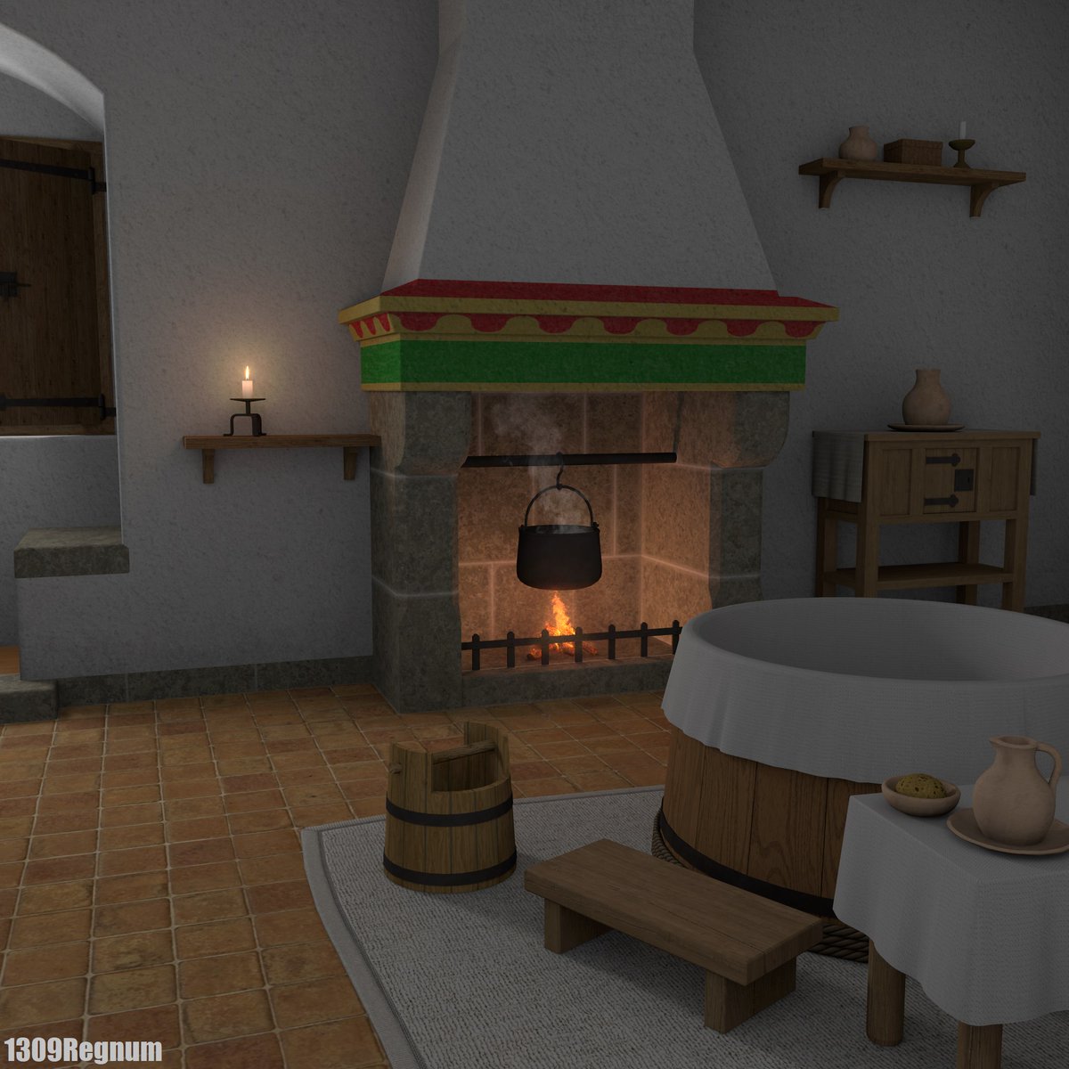 I've completed my short article on the daily hygiene of "ordinary people" in the Neapolitan and Phlegraean area, in the 14th century.

Nothing special, but if you're interested, I can publish it here too.

I've also remodeled (and added a few details) the room with the bathtub.