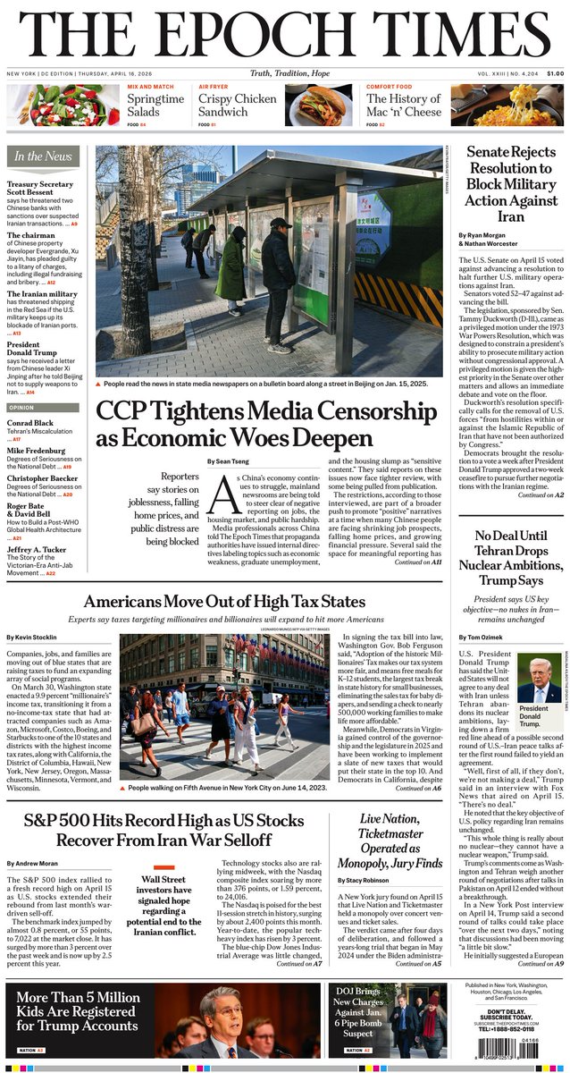 EpochTimesPrint's tweet image. CCP Tightens Media Censorship as Economic Woes Deepen

Reporters say stories on joblessness, falling home prices, and public distress are being blocked.

#CCP #ChinaCensorship #GreatFirewall #EconomicCrisis #ChinaEconomy