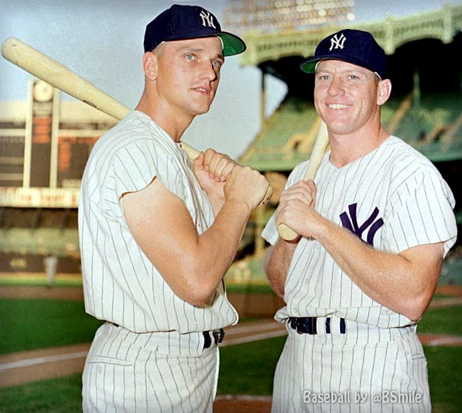BSmile's tweet image. Fun Fact: Mickey Mantle &amp;amp; Roger Maris are still the only teammates to ever hit 50 HRs in the same season! #MLB #Yankees #Baseball #History