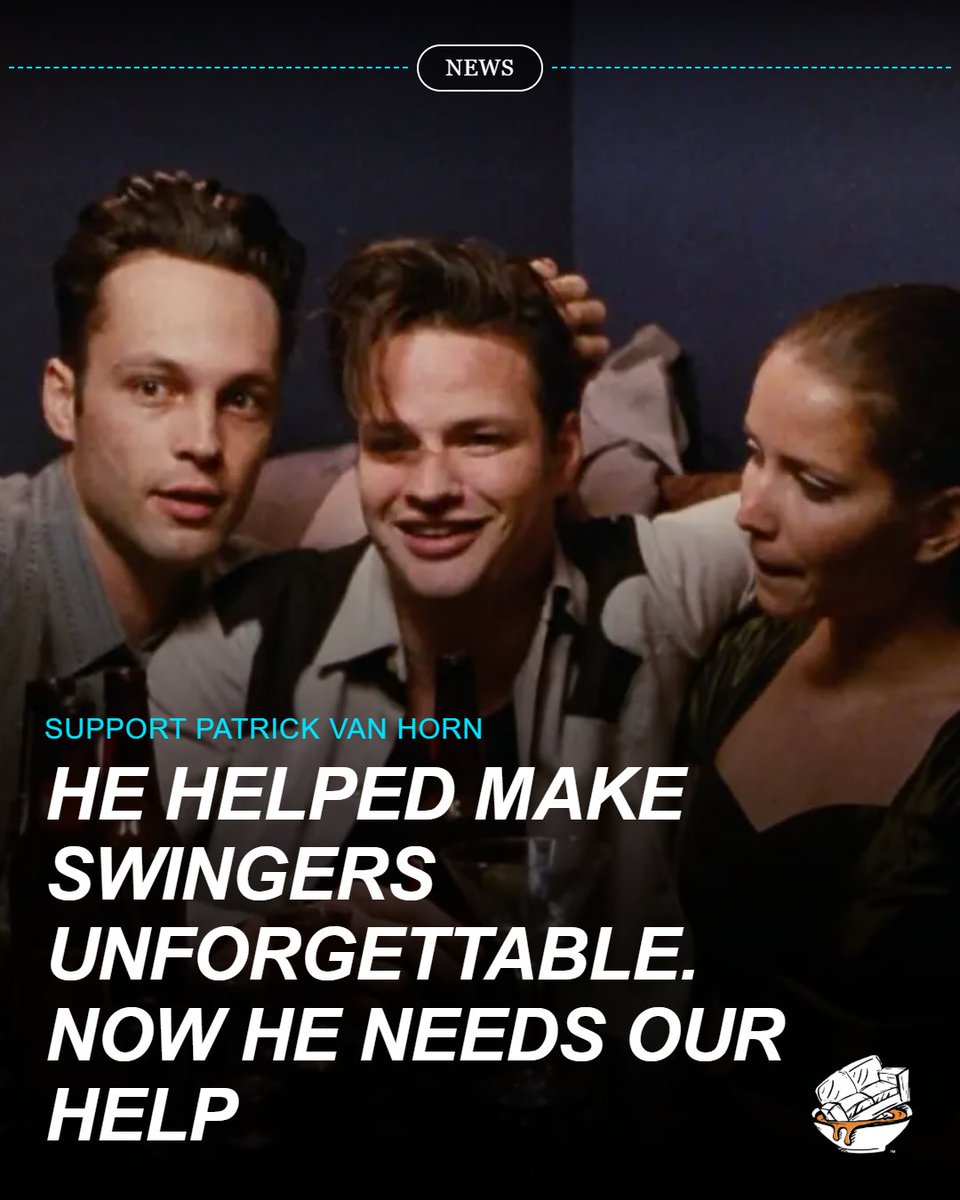 CouchSoup's tweet image. Patrick Van Horn helped make Swingers unforgettable — and now he needs our support. This is a moment for the community to come together and give back.

💙 Support the GoFundMe:
 👉 couchsoup.com/movies/patrick… 

#SupportArtists #GoFundMe #FilmCommunity #GiveBack