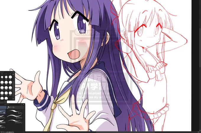 今日はここまで～ 過去イチ可愛く描けてる気がするがまだ完成じゃないのでもうちょっと頑張ろ 寝る～