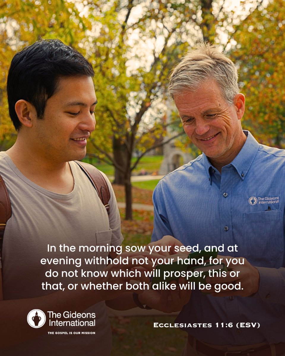 thegideons's tweet image. From meaningful conversations to brief encounters throughout each day, the Word of God is living and active. We are honored to place Scriptures into the hands of others, trusting the Lord can work through each copy to transform a life.

#verseoftheday #thegideons #sharingfaith