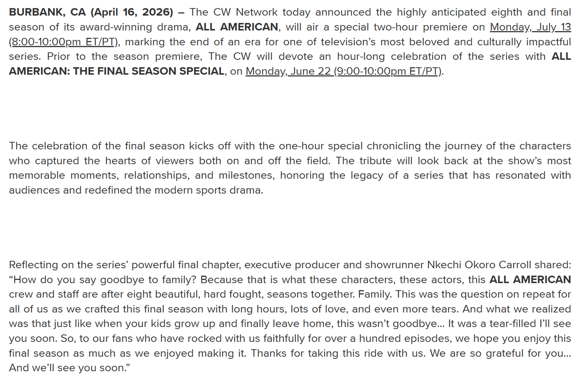 moozanna's tweet image. From the CW site

#AllAmerican #AllAmericanCW