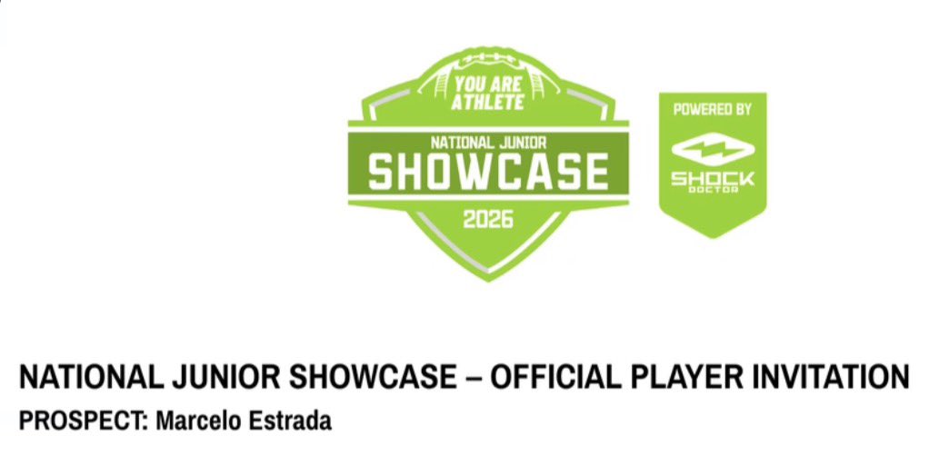 MEstrada2030's tweet photo. Honored to receive an invite to the YAA National Junior Showcase in Houston &amp; Junior 150 in Miami 💯

Appreciate the recognition from @YouAreAthlete @ShockDoctor 

#YAA #NationalShowcase #Classof2030 #Florida #Houston https://t.co/Sa5VL4BVya