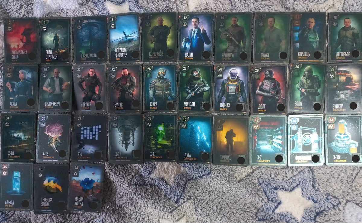 у мене гівняна камера і гівняне освітлення, але шо вже)
маю тепер отакий набір. 33 з 48, непогано, як на мене)