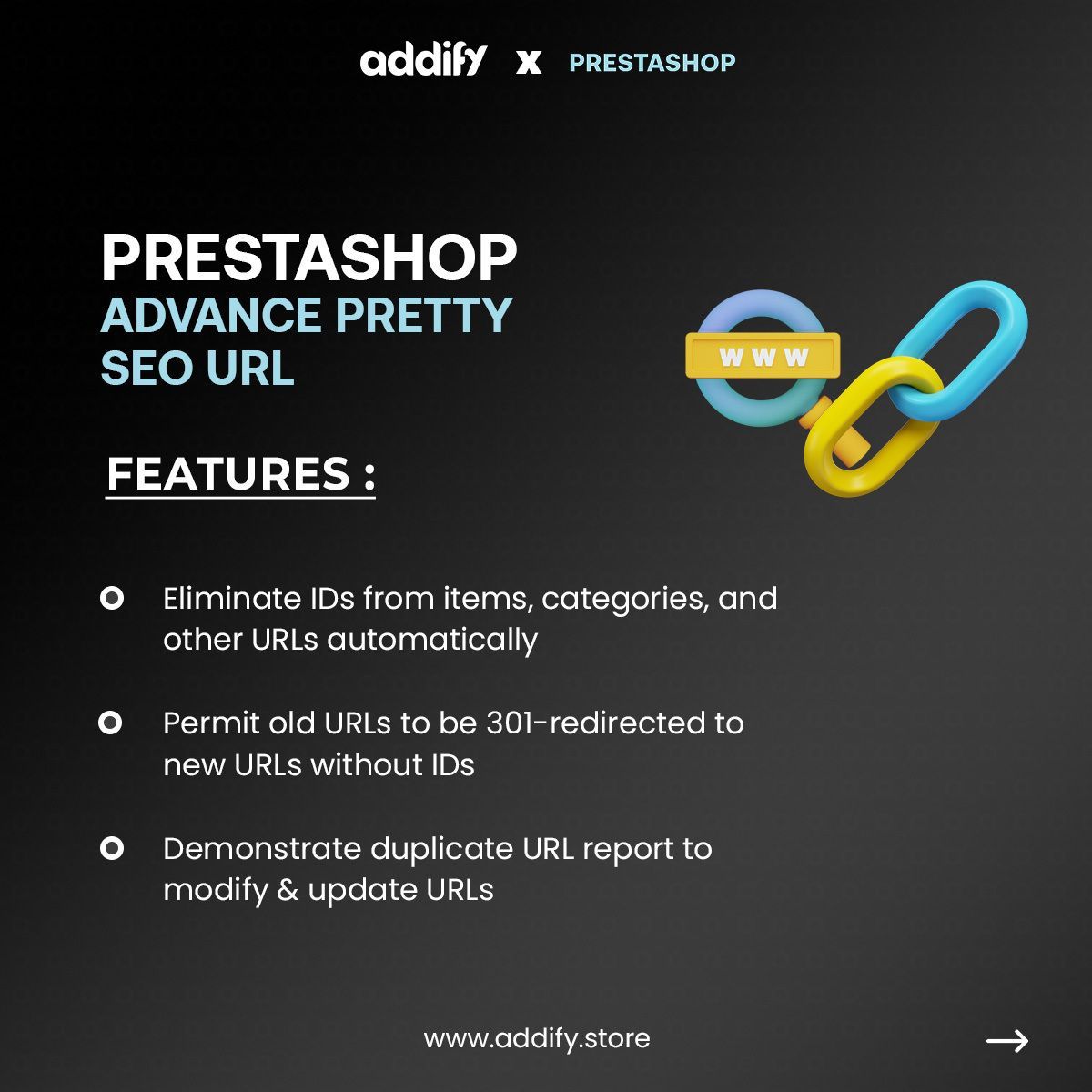 Addify2's tweet image. Your URLs could be hurting your SEO.

Messy links confuse users and search engines. Clean, SEO-friendly URLs improve rankings, clicks, and overall user experience.

Small change, big impact on conversions.

#PrestaShop #SEO #EcommerceTips #ConversionRate #UXDesign