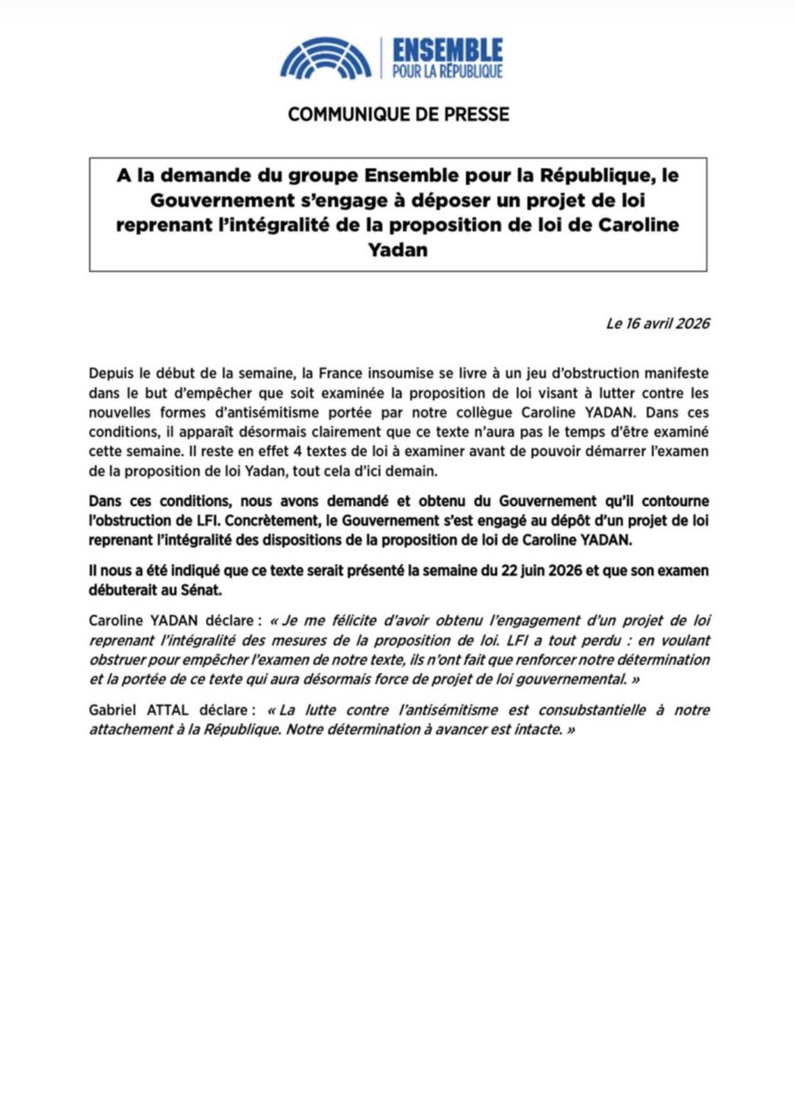 NBBS72's tweet image. #loiyadan la loi "DE" @CarolineYADAN ,comme elle dit! N'est pas retirée mais juste reportée auprès du #senat qui n'est autre que @gerard_larcher ! Donc une nouvelle bataille va se mettre en route afin que l'on puisse rester dans une France démocratique, non pas une dictature.