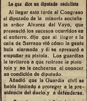EnriqueNDF's tweet photo. Píldora de Historia

Es Historia que en el tiempo de los Gobiernos del Frente Popular, se ejerció en España un tiempo de censura nunca antes visto, a extremos difícilmente imaginables.

Aprovechando el hilo que hoy he publicado (sobre los gravísimos sucesos del sepelio del Alférez de la Guardia Civil, Anastasio de los Reyes), referir sobre un episodio que describe, perfectamente, la terrible situación que padecía la libertad de Prensa y, la libertad, en general, en  aquella trágica España del Frente Popular.

El protagonista era el diputado socialista Álvarez Vayo (poco dudoso de su adscripción socialista y fidelidad al Frente Popular).
Álvarez Vayo fue testigo directo de los sucesos ocurridos durante el sepelio del Alférez de la Guardia Civil (recordemos, asesinado a balazos por la espalda por milicianos socialistas 48 horas antes, el 14 de Abril de 1936); se encontraba viendo el paso de la comitiva en la C/Serrano de Madrid.

El diputado socialista reconocería que la Guardia Civil efectuó disparos con un criterio muy claro, proteger a la Presidencia del duelo y, a su vez, como era lógico (los estaban acribillando los milicianos social comunistas desde las azoteas...), para defenderse.

Estas declaraciones no gustaron en las covachuelas presidenciales y aliados del Gobierno (socialistas y comunistas, principalmente), tanto, que exigieron la rectificación de sus palabras al diputado socialista. En esta ocasión, y es justo reconocer el mérito de Álvarez Vayo, al no ceder a las presiones y reafirmarse en lo que era su versión de los hechos.

Bien, esto es sólo un ejemplo de como se las gastaban aquellos gobiernos del Frente Popular, sólo un pequeño episodio de como se intentó cambiar el relato; el papel de víctimas y verdugos se distorsionaba con el único propósito de administrar una excusa para emprender una purga contra todo tipo de disidencia.

EL Historia que aquel Frente Popular resultó ser la antítesis de la democracia, de la libertad y del buen Gobierno, algo que la actual Ley de Memoria no recoge y que, por tanto, nos obliga, a recordarlo y dar toda la visibilidad para que no caiga en el olvido.

#Memoria