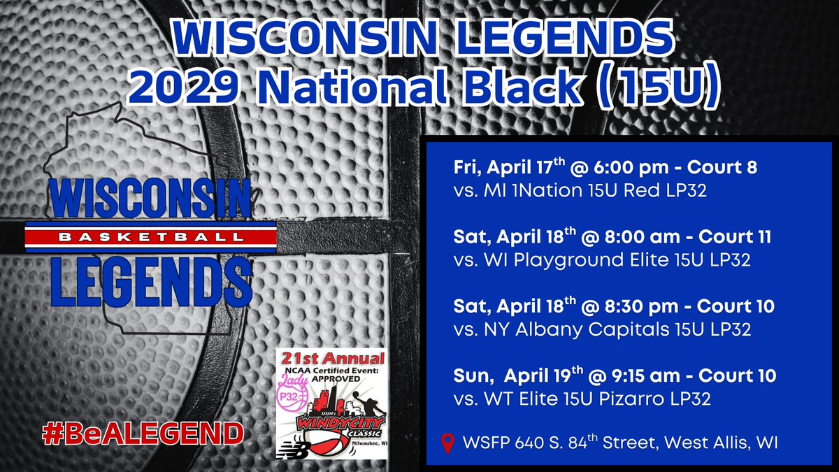 wilegends's tweet photo. Looking forward to OUR LEGENDS COMPETING😤@usjn Windy City Classic👊Look forward to seeing all of our Hoops Loving friends &amp; Coaches🤟#BeALEGEND #LEGENDSLiveHERE https://t.co/uBJwpppran