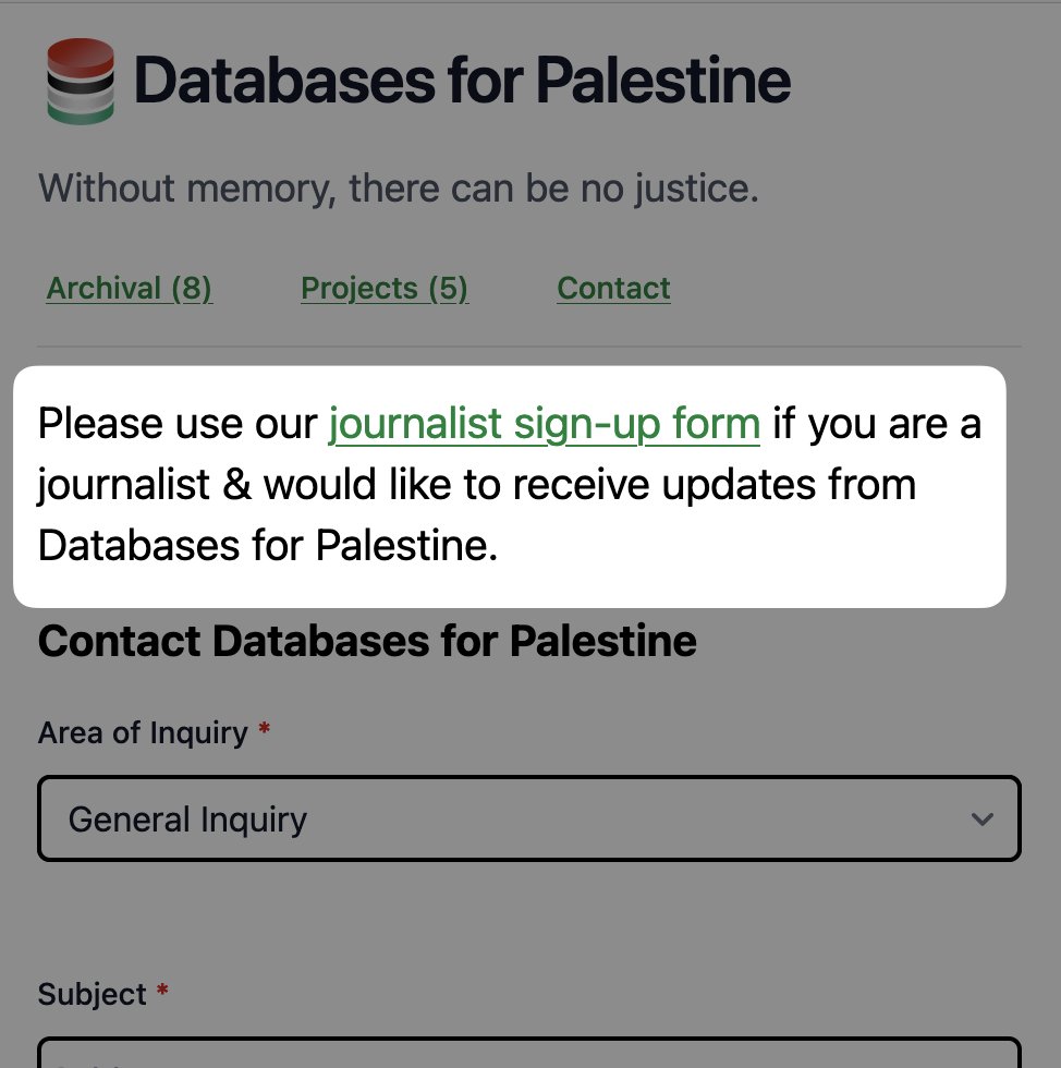 Databases for Palestine tweet media