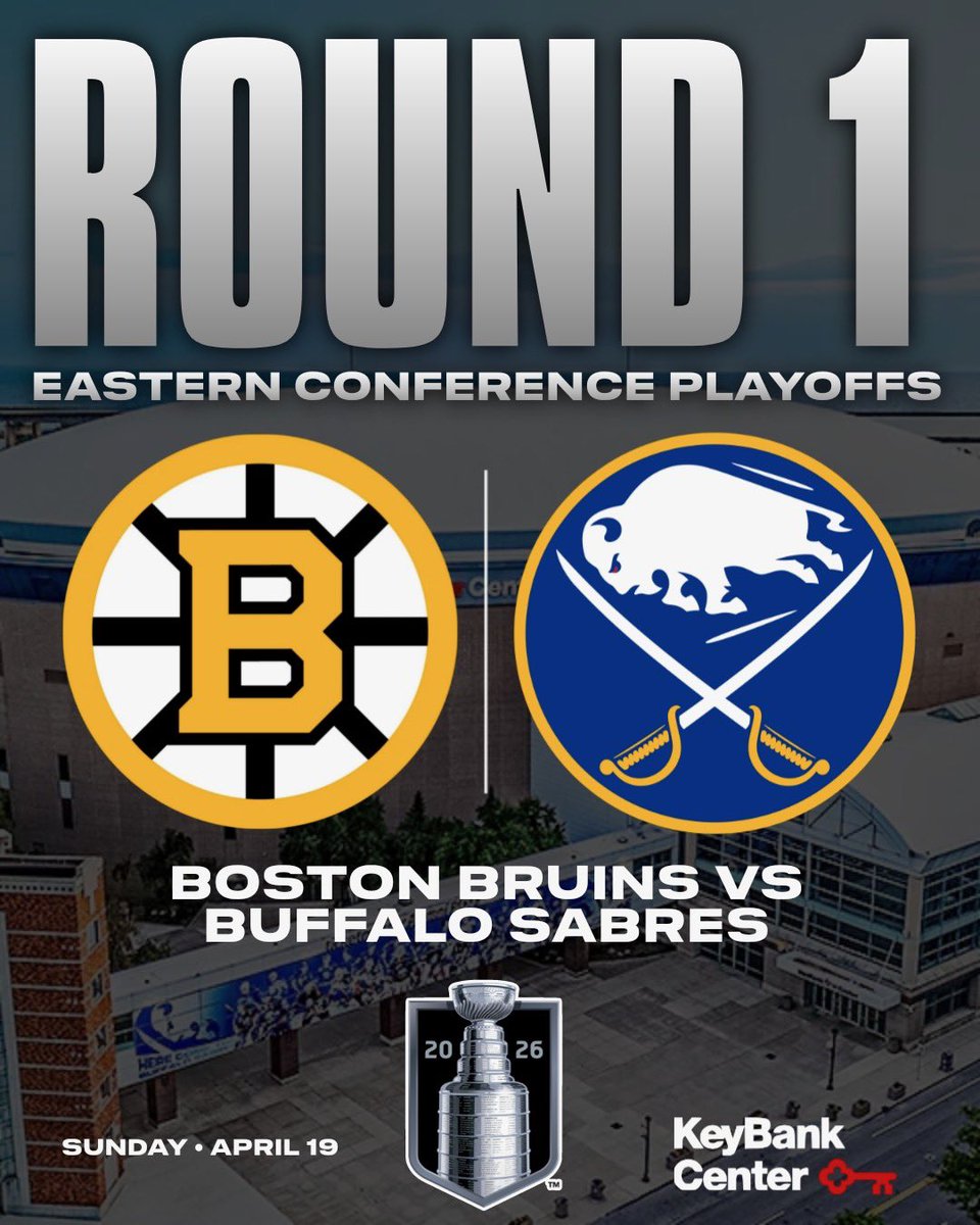 BuiltInBuffalo_'s tweet photo. The Sabres first playoff game will be Sunday!

The time is still TBD.

#Sabres | #Sabrehood | #LetsGoBuffalo https://t.co/qGyz08AZCE