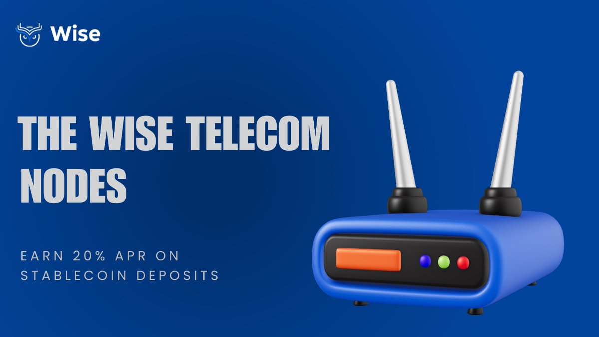 Introducing the Wise Telecom Nodes.
 
A real-world asset (RWA) strategy that channels stablecoin deposits into active telecom infrastructure, and returns the revenue to depositors at 20% APR.
 
 📁 Backed by node operations
 📁 USDT/USDC deposits
 📁 Smart contracts audited