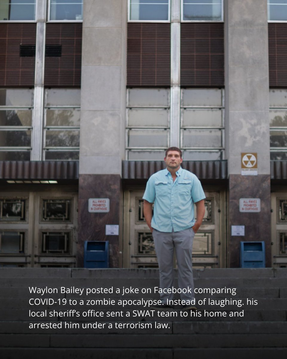 USAgainstQI's tweet photo. Can you be arrested for a joke online?

Waylon Bailey was. Police arrested him under a terrorism law, even though the post was clearly meant as humor. The charges were dropped. But when Waylon sued, officers were initially shielded by qualified immunity.

With IJ’s help, an appeal to the 5th Circuit ruled the post was protected by the First Amendment, and a jury later awarded damages.

Online speech is still protected speech. Help us hold officials accountable by singing our petition to end QI: https://t.co/YLrO41Cxvz