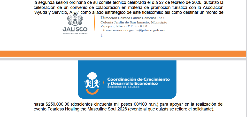perimetralp's tweet photo. #Fearless obtuvo de la marca #GuadalajaraGuadalajara que promueve a la ciudad y valores tapatios de la cúpula gubernamental: 250 mil pesos para el Congreso de Masculinidad en el Santuario de los Mártires.
Los detales el lunes en el semanario Perimetral Press
#Transparencia https://t.co/XZ74uObUCr