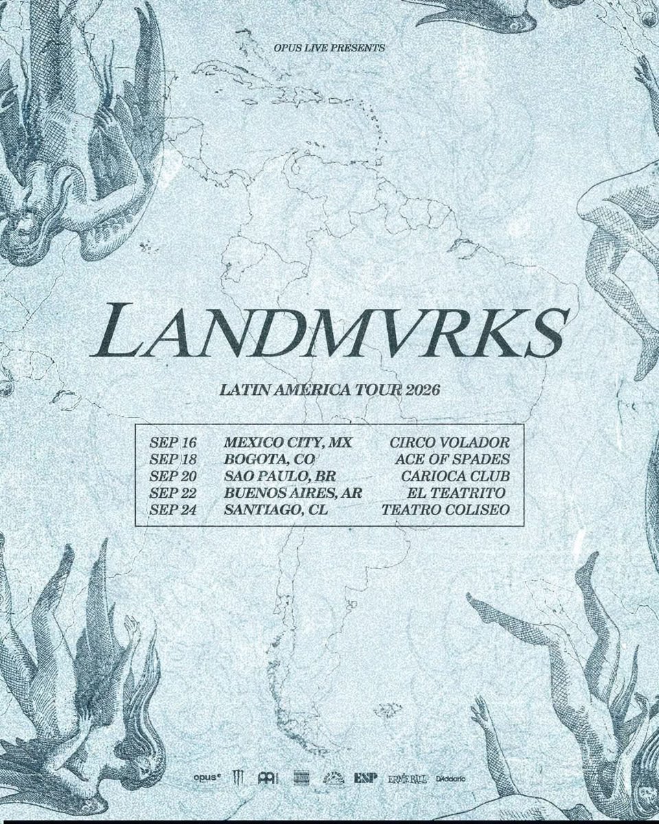 ColoniaRec's tweet photo. @LANDMVRKS anuncia su gira por Latinoamérica que incluye nuestro país... atentos a toda la información.

🗓️Sept 18
📌 Ace of Spades Club
Pronto toda la info de boletería...

@Lemmyprod23 https://t.co/Xl08V9bxYq