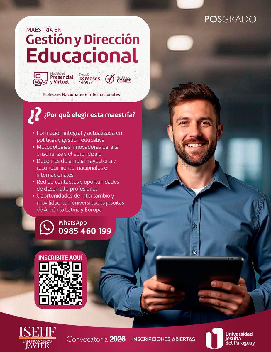 isehfpy's tweet photo. Maestría en Gestión y Dirección Educacional – UJP 
Fortalecé tus competencias profesionales y asumí un rol estratégico en el ámbito educativo.

-Duración: 18 meses – 1405 h
-Modalidad: Presencial con soporte TIC
-Habilitado por CONES
-Inicio: Próximamente https://t.co/QQU2EOsNPB