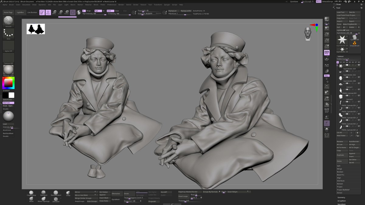 Small wip of a project I'm currently working on to take a break from game ready character. It's really fun #zbrush #3dCG #sculpt #artist