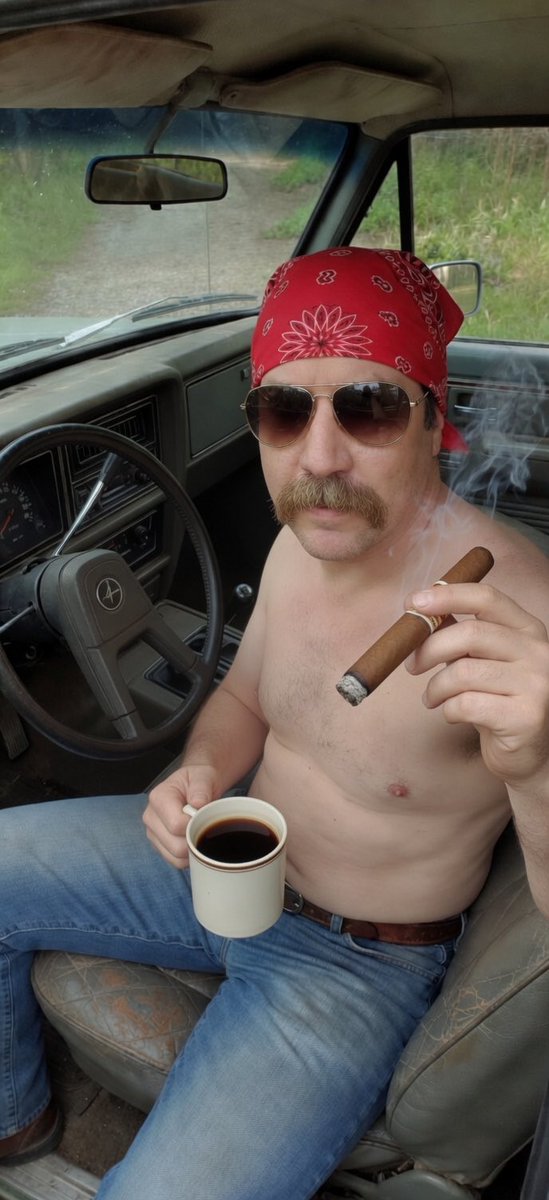 JonathonKin1's tweet photo. Good afternoon my X freaks thought I would do some topless driving 🤘🤘I went back with the mustache for now! What do you all think keep it? Shave it? https://t.co/0gGnlh8Kvf