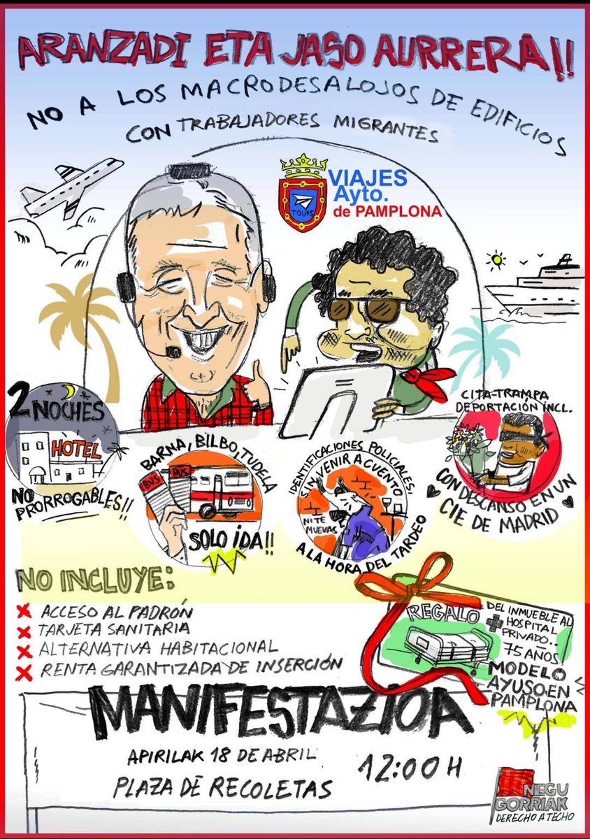 🔴 Udalak 140 pertsona kanporatu ditu haien bizitokitik. Pertsonak kalean uzten dituen sistema bat huts egin duen sistema da. Larunbatean, kaleak har ditzagun.