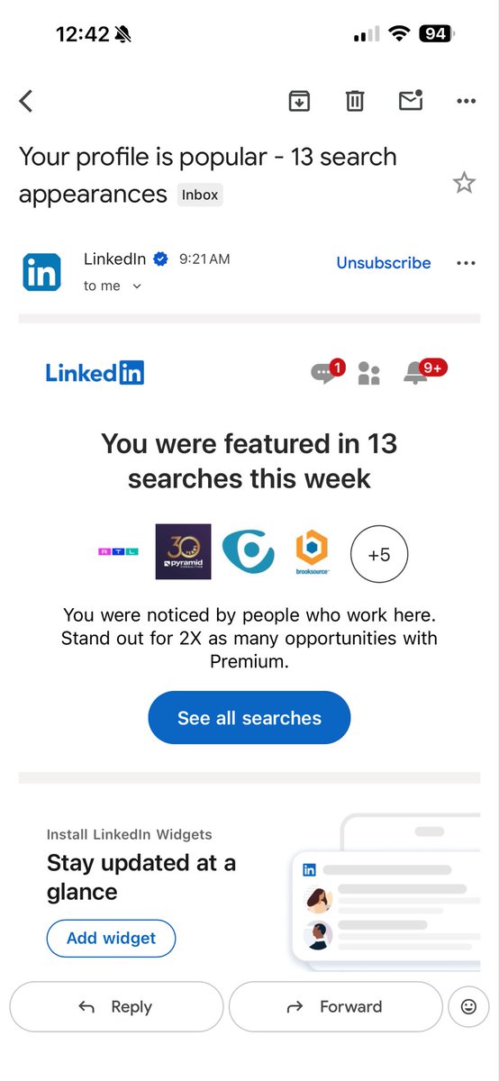 Workplace installed spyware on our computers, gotta leave LinkedIn emails open just to keep them humble