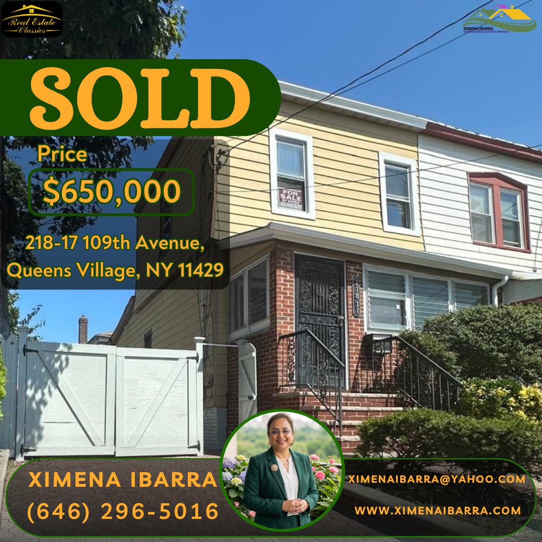 ximenaibarra's tweet image. 🎉 SOLD! Another successful closing in Queens Village 🏡

Helping my clients achieve their real estate goals is always the priority. Whether you're selling or buying, I’m here to guide you every step of the way.

📞 Ximena Ibarra
📲 (646) 296-5016
📧 ximenaibarra@yahoo.com

#Sold