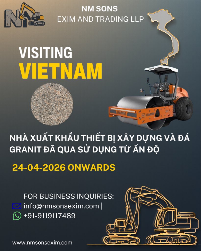 nmsonsexim's tweet photo. For meetings contact: 
WhatsApp: +91-9119117489
Mail: info@nmsonsexim.com

#vietnam #hanoi #constructionequipment  #hamm #hamm311 #México #construction #caterpillar #earthwork https://t.co/7rVfBly3c7