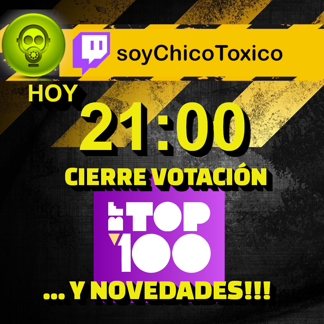 Hoy nos volveremos a juntar todo el equipo de <a href="/bftop100/">BFTop100</a> para contaros datos del cierre de votaciones del #BFTOP100 ... y alguna cosita interesaante más! 😜
Te esperamos en directo en mi canal!
twitch.tv/soychicotoxico