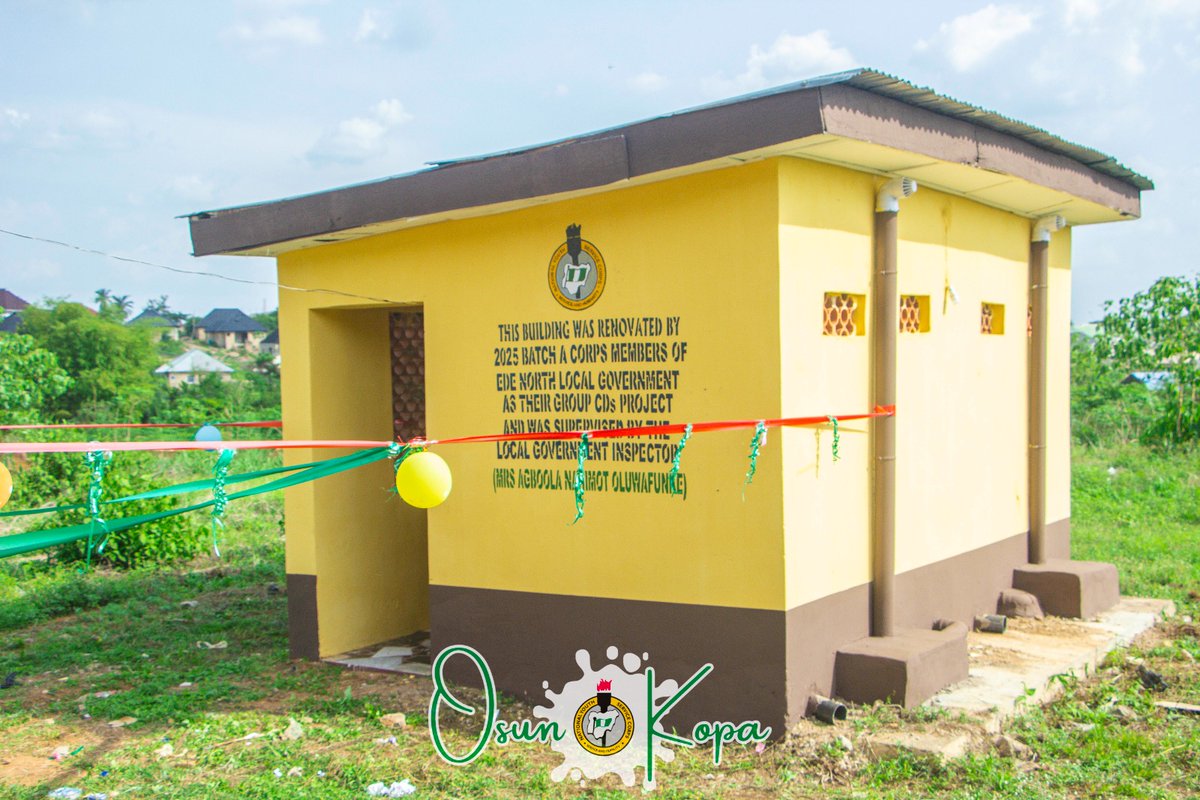 osunofficial's tweet image. Kubiangha commissions a renovated toilet facility at NYSC Orientation Camp, Ede, executed by 2025 Batch A Corps Members (Ede North CDS), boosting camp sanitation and leaving a lasting impact.
#NYSC #Osun #CDS #CommunityDevelopment #PublicHealth #YouthImpact #ServiceAndLeadership