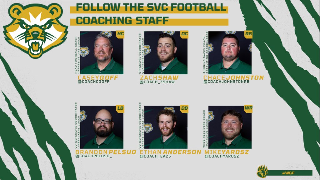 SVC_FTBL's tweet photo. 🚨 Class of 2027… YOU’RE ON THE CLOCK! 🚨

The Bearcat Football staff is hitting the road next week 🔥 on the hunt for future Bearcats ready to come home to the neighborhood! 🐾🏈

Make sure you’re on our radar 👀 — it’s GO TIME.

Follow our staff below ⬇️
HC/DL: @CoachCGoff
OC/QB: @Coach_ZShaw
RB/RC: @CoachJohnstonRB
WR/TE: @CoachYarosz
CO-DC/LB: @CoachPeluso_
CO-DC/DB: @Coach_EA25

#WGF | #GoBearcats