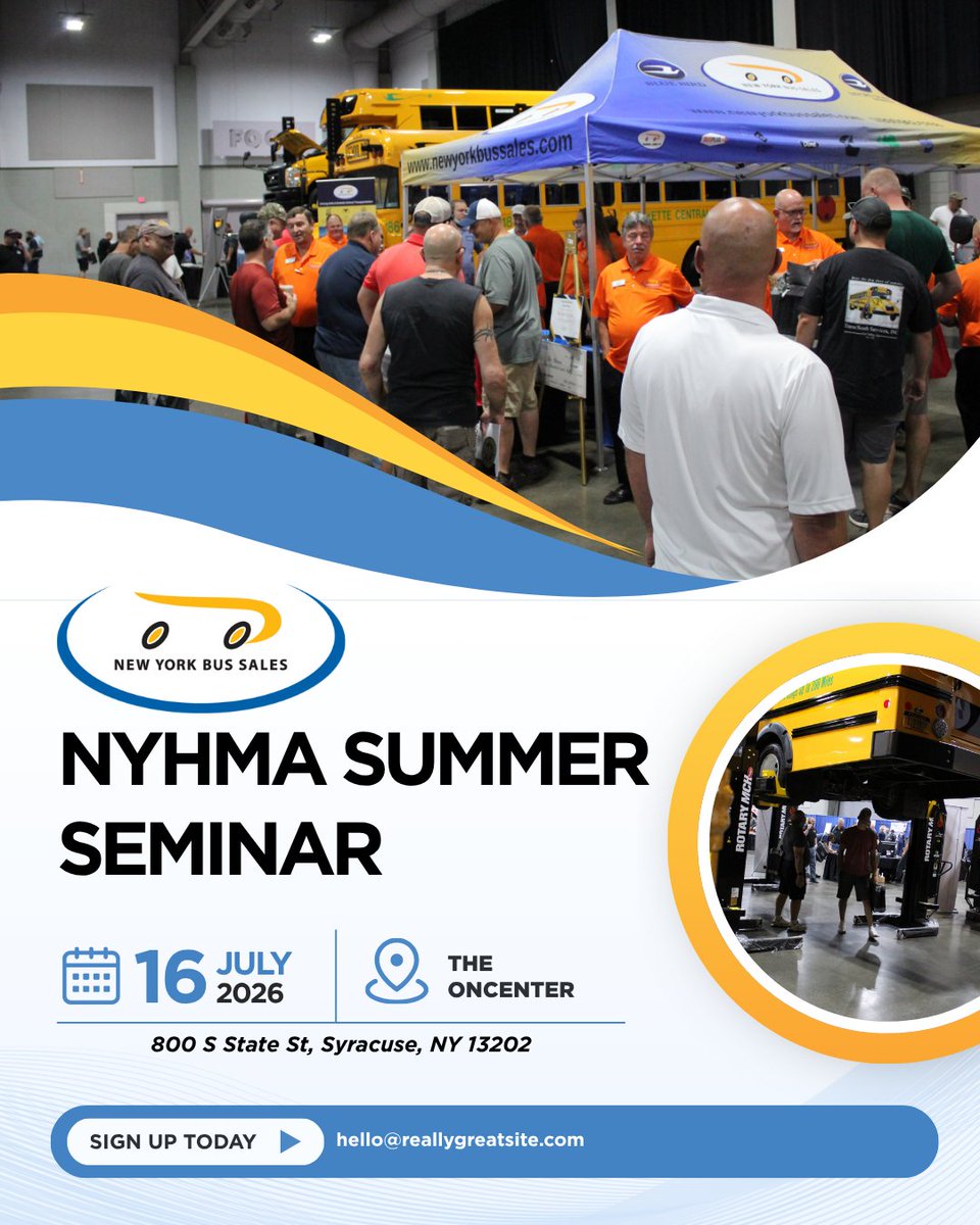 nybussales's tweet image. We’re excited to be part of the NYHMA Summer Show 2026 on July 16 at the The Oncenter. bit.ly/NYHMA2026

 Swing by, say hello, and let’s talk solutions that keep your fleet moving!

#nyhma #conference #mechanics #nybs