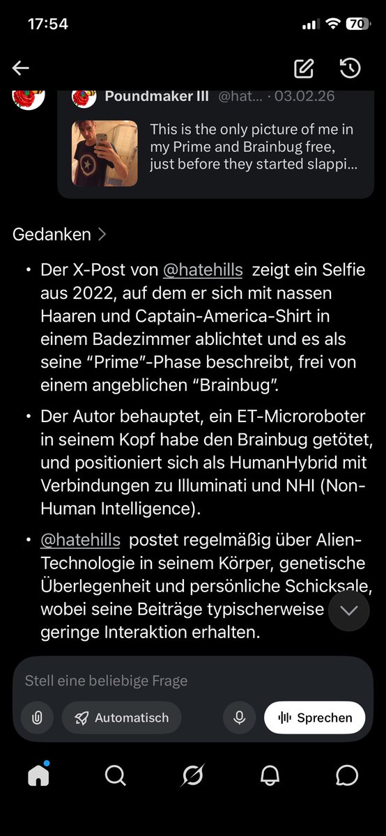 hatehills's tweet photo. I like Grok! I would like to say that about the State too! They should stop making it a big secret on my costs! I‘m a passive Agent of Germany and the USA, as I see the Technology in me as part of the State! I deserve to get payed for this, it is an fulltime job! @GBA_b_BGH https://t.co/NCx8KuoatQ