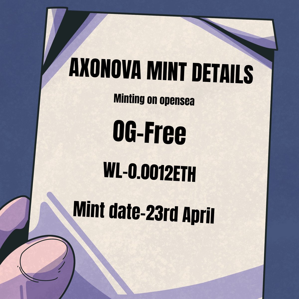 AXONOVA MINT DETAILS ARE HERE

Set Your Alarm 🚨 

AXONOVAS ARE COMING 

WL Checker / <a href="/opensea/">OpenSea</a> Link Dropping Soon 

Tag 2 Friends, #Retweet &amp; Comment Your EVM Address For OG Free Mint Spot