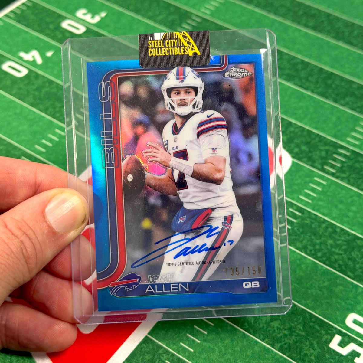 SCCTradingCards's tweet image. Another B-E-A-UTIFL hit from 2025 Topps Chrome Football!

Check out this Josh Allen on-card autograph limited to just 150 copies!

@Topps #Topps #BillsMafia