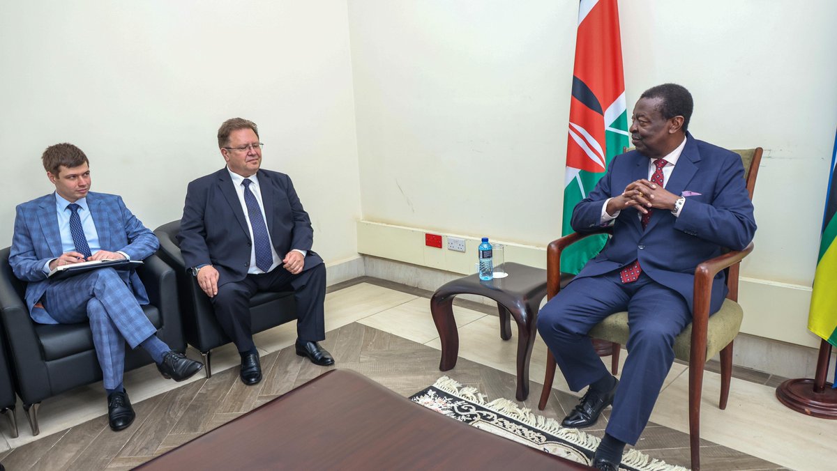 MusaliaMudavadi's tweet photo. Kenya’s engagement with the Russian Federation continues to expand, as I held strategic consultations with H.E. Vsevolod Tkachenko on shared priorities.

We focused on advancing cooperation in nuclear energy, space technology, trade and investment, and structured labour mobility, while also fast-tracking the Intergovernmental Commission on Economic Cooperation and unlocking opportunities within Kenya’s Special Economic Zones.

A key part of our discussions centred on the welfare of Kenyan nationals affected by the conflict in Ukraine, with both sides agreeing to sustain close engagement on consular support and protection.

We reaffirmed our shared commitment to deepening a practical, results-driven partnership that delivers value for both countries.