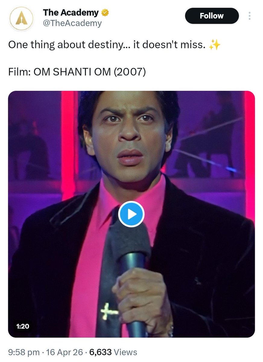 SRKUniverse's tweet image. When The Academy acknowledges you, the world listens 👑🌍

Shah Rukh Khan isn’t just a superstar — he’s a global phenomenon ❤️

#KING #KINGTitleReveal #ItsKingTime #ShahRukhKhan #SRK #KingKhan