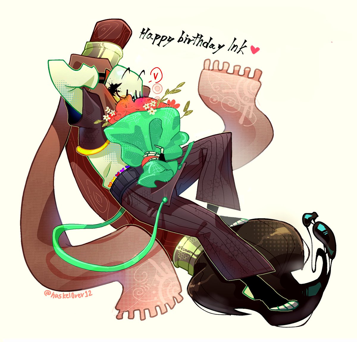 #INKSANS HAPPY (late) BIRTHDAY INK SANS !!!! we gave him a bouquet 💐 hehe :]
