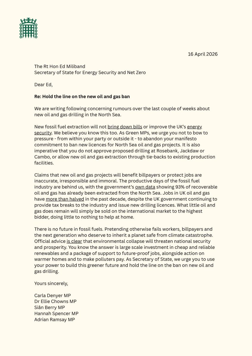Our MPs have written to Ed Miliband urging him not to backtrack on the ban on new oil and gas.

More drilling won’t lower bills or secure our energy future. It’s time to invest in renewables, future-proof jobs, and make polluters pay.
