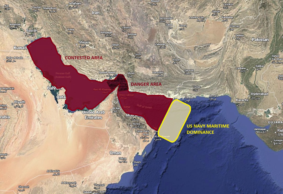 Why are ships able to transit the strait or enter ports despite the blockade?

The answer lies simply in geography and surveillance capability. Cargo vessels must transit the Gulf of Oman to reach the Arabian Sea and be off to their destination. Whether approaching from the east