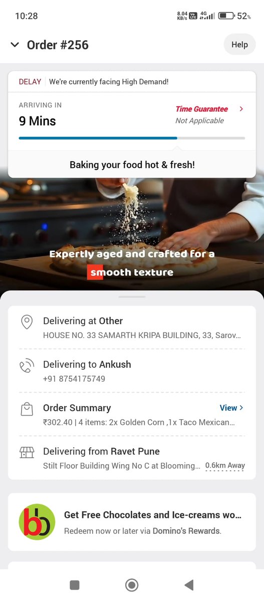 Analyst_Nayan's tweet photo. Over an hour wait for Order #256 from @dominos_india (Ravet, Pune) and still nothing! 😡 Store number 02029950127 is invalid so I can't even call for an update. Please look into this ASAP! Screenshots attached. #DominosIndia #DelayedDelivery https://t.co/a1jH6UJm5d