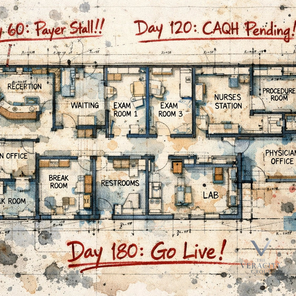 AaronSt32091177's tweet image. A go-live date without a 180-day runway is a strategy for a $0 month. Cutting this timeline short means paying staff to sit in an empty office. 

Protect your launch liquidity at veracityeg.com.

#ClinicLaunch #Enrollment #Healthcare #RCM #MD #NP #PA #CAQH #PECOS #Med