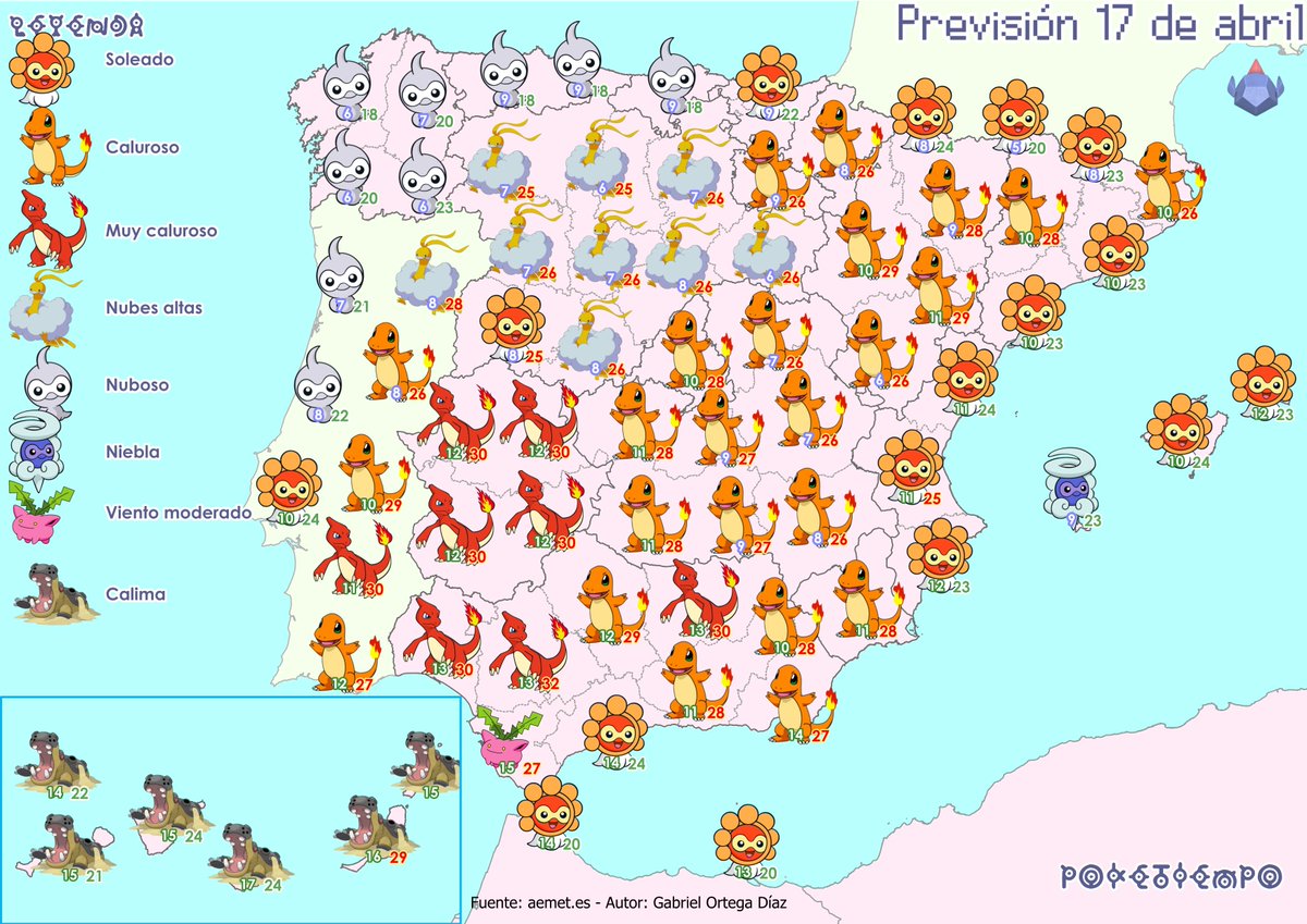 🔥Mañana siguen subiendo las temperaturas en lo que parecerá más un día de finales de mayo que de mitad de abril. Los 30º se pasarán en muchas zonas del suroeste, y los 25 en casi todas las zonas no cantábricas.
☁️El Cantábrico sí que tendrá más nubes, pero sin lluvia.
🏜️Vuelve
