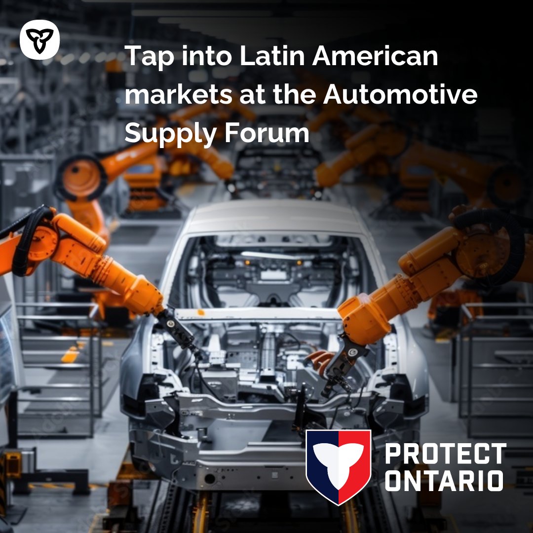 ONeconomy's tweet image. Have a manufacturing or automotive business?

Boost your presence by attending the Automotive Supply Forum in Guanajuato, Mexico from September 7 to 10, 2026.

Applications are open until June 24: 
ontario.ca/international-…

#OntarioExports #GlobalConnections