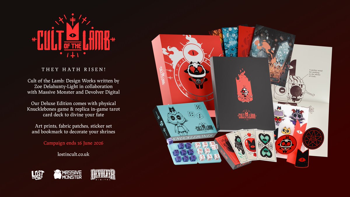 <a href="/cultofthelamb/">Cult of the Lamb</a> <a href="/MassiveMonster/">Massive Monster 🙏🐑</a> <a href="/devolverdigital/">Devolver Digital</a> Leading this sermon is author <a href="/zoe_dels/">Zoe Delahunty-Light</a> who will cleanse foul heretics with the power of the written word! ✍️

Secure your spot in the kingdom beyond by indulging in our special Deluxe Edition extras 🩸

lostincult.co.uk/cultofthelamb