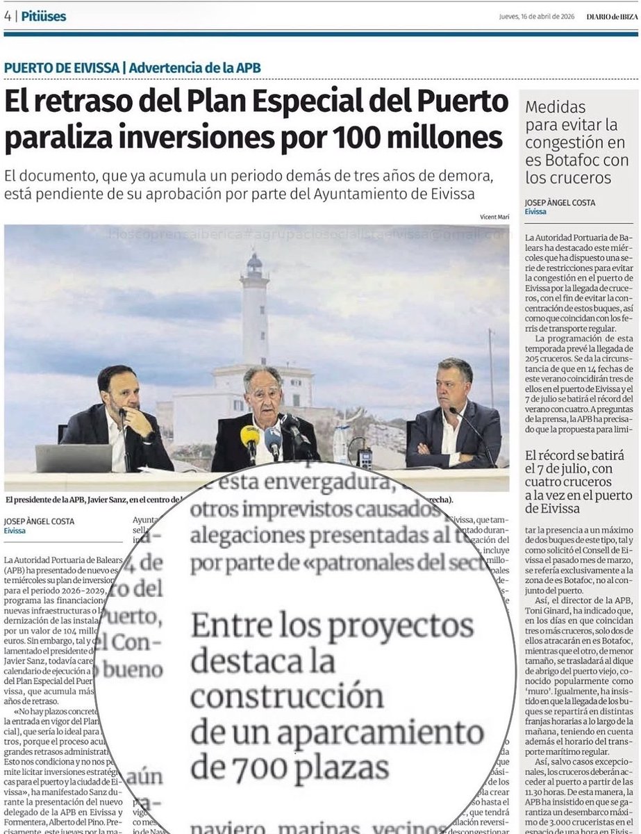 Es incomprensible <a href="/ajeivissa/">Ajuntament d'Eivissa</a> : Martes lloriqueando, todo un equipo de gobierno,   frente a los vecinos de que no hay otra opción de parking. Y hoy jueves los vecinos descubrimos un proyecto parado, de 700 plazas, con cero impacto económico y sin destrozar nada.
<a href="/Diario_de_ibiza/">Diario de Ibiza</a>