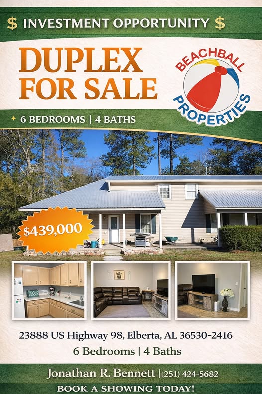 JonathanRBennet's tweet image. 💰 Duplex Deal | $439K 💰
📍 Elberta, AL
6BR | 4BA
✔️ Cash flow NOW
✔️ Month-to-month leases (upside)
✔️ Growth corridor 📈

🔥 Value-add + income play
📲 Call/Text Jonathan R. Bennett (251) 424-5682
DM for numbers
#RealEstateInvesting #CashFlow #Multifamily #BaldwinCounty