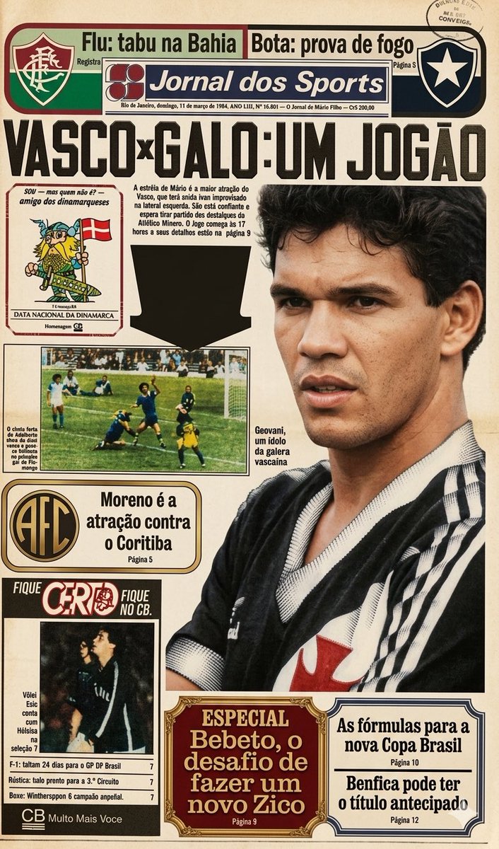 JornalDosSports's tweet image. Vascaíno, qual a sua lembrança mais marcante do Pequeno Príncipe? 

Geovani reinando na capa do Jornal dos Sports de 84, às vésperas de um duelo contra o Atlético-MG! 👇 

#Vasco #Geovani #PequenoPrincipe #Idolo #Cruzmaltino